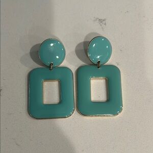 Turquoise and Gold Geometric Earrings
